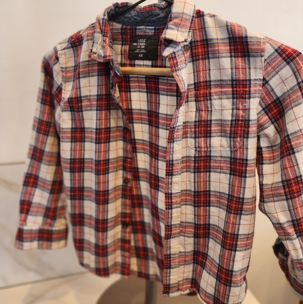 Boys H&M plaid button down shirt size 6-7